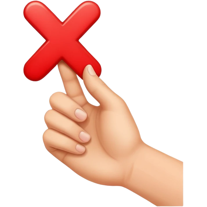 hand holding a red X emoji
