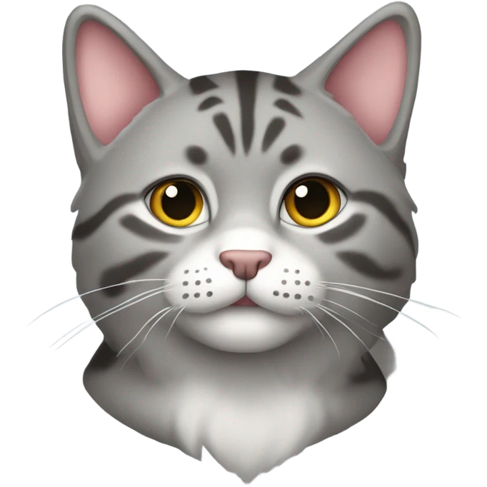 Серая кошка на руках у белокожей брюнетки  emoji