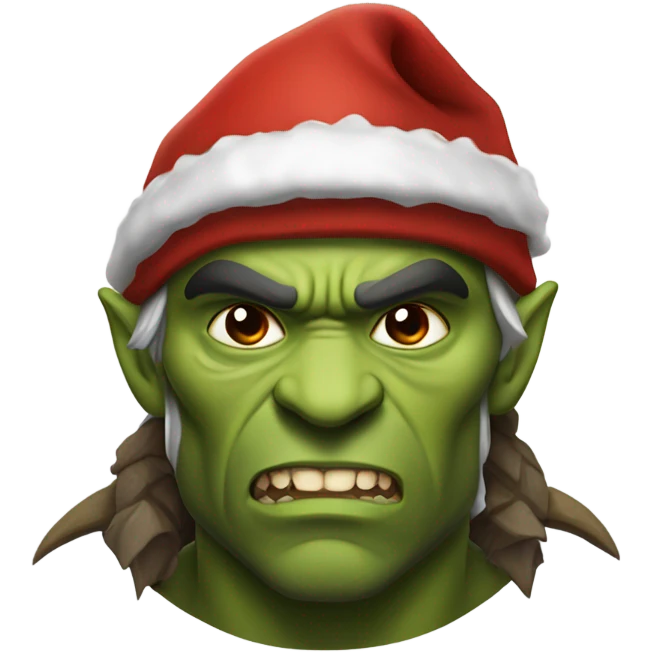 Fierce Orc ranger wearing santa hat emoji