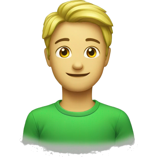 Slightly smiley green emoji