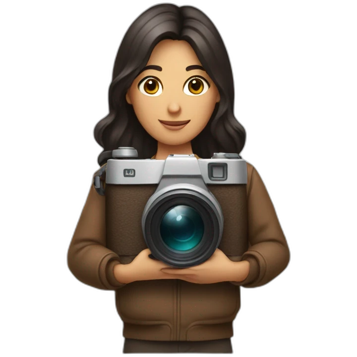 Brune with a photo camera emoji