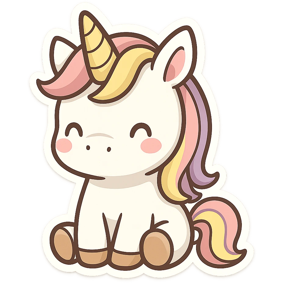 unicorn, chibi stickers style emoji