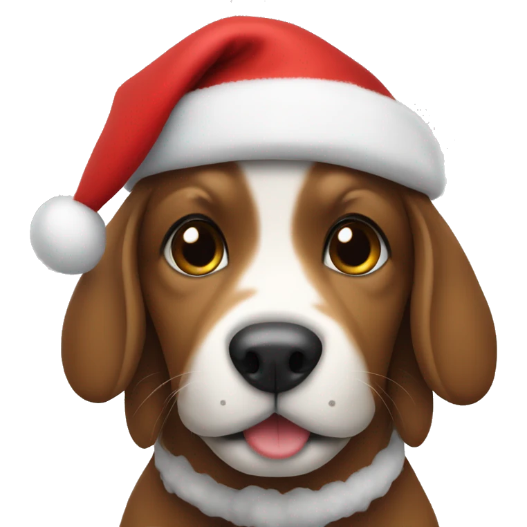 cute dog with a christmas hat emoji
