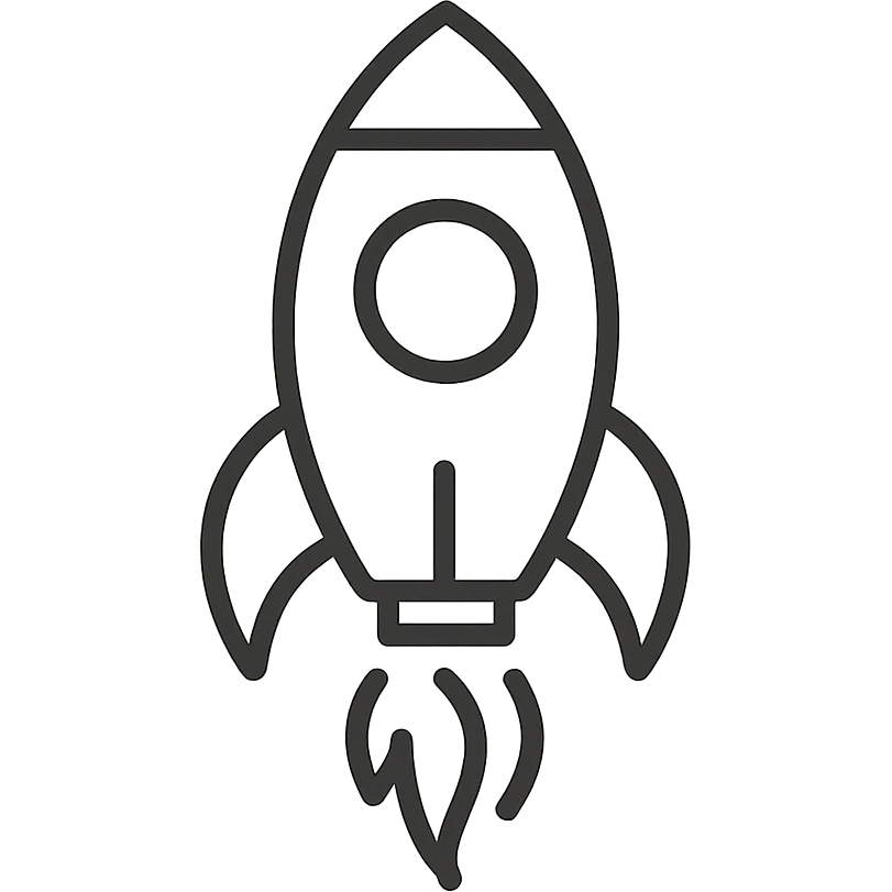 simple rocket ship, clean and minimal general style illustration emoji