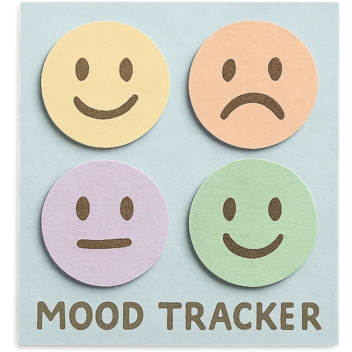 soft pastel soft mood tracker with round smiley faces emoji