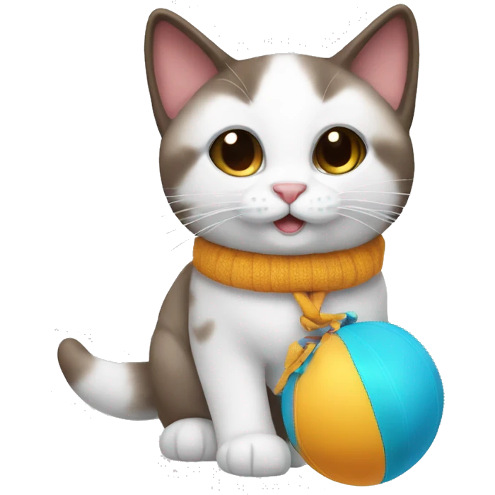 snowshoe cat with a toy  emoji