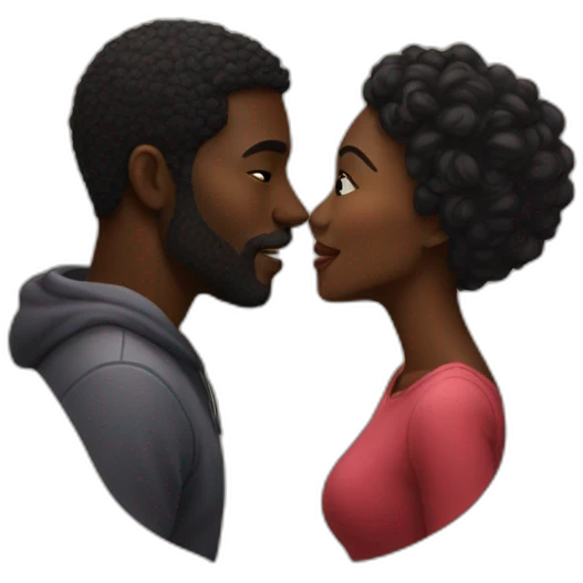 Black beautiful couple kissing emoji