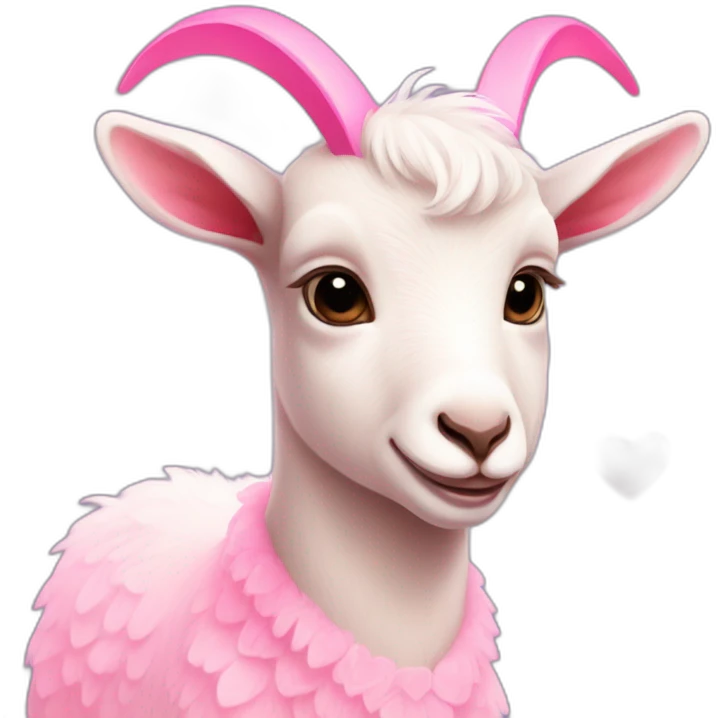 Baby goat covered in little pink hearts emoji