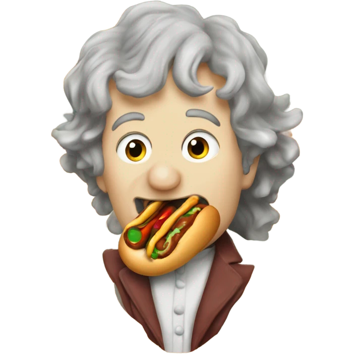 Bilbo baggins eating a hotdog  emoji