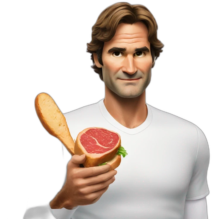 Federer eating two steaks emoji