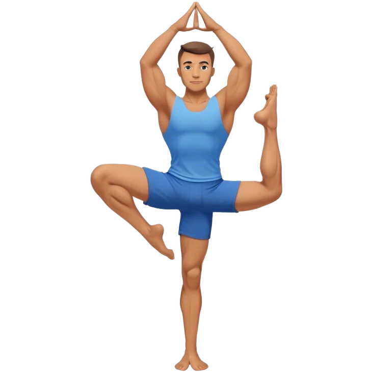 jacked man blue shorts Vrksasana-pose yoga emoji
