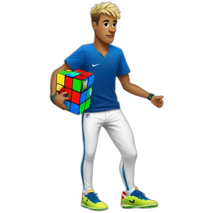 Neymar with white pants with a Rubix cube in hes hand emoji