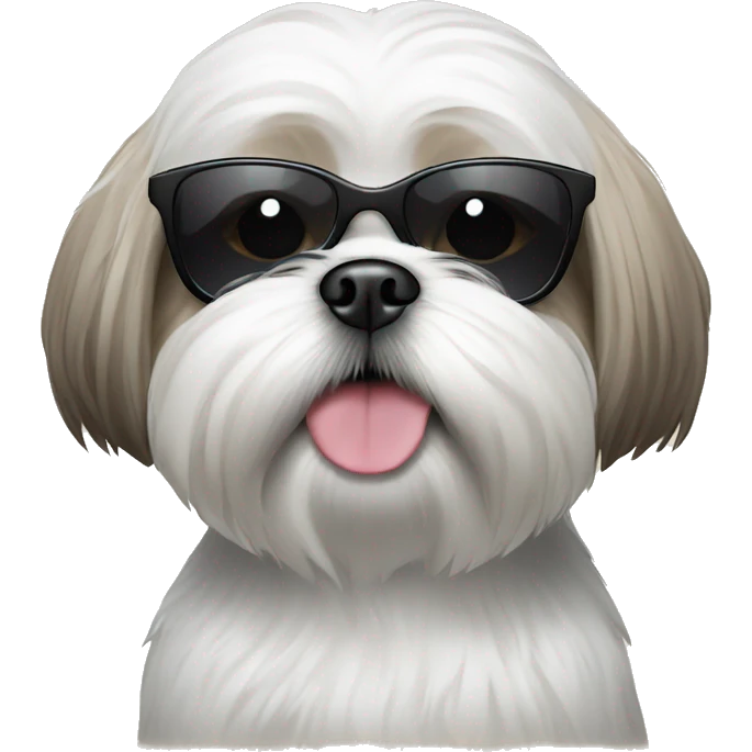 White shihtzu wearing sunglasses  emoji