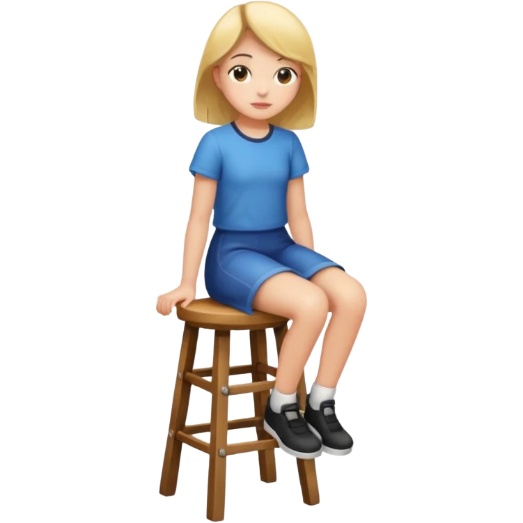 a girl is sitting on a stool whole body toward left side emoji