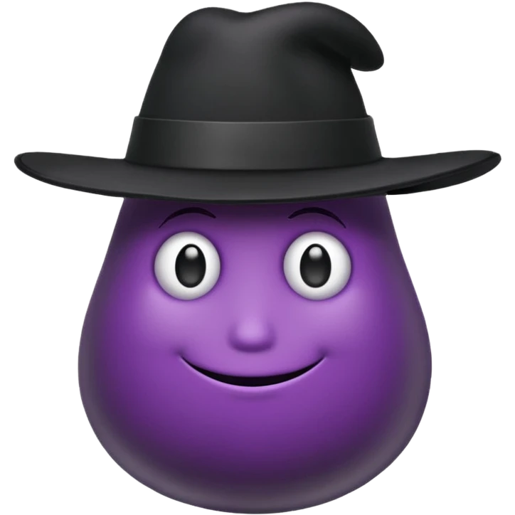 eggplant with a black hat on top, clean background emoji
