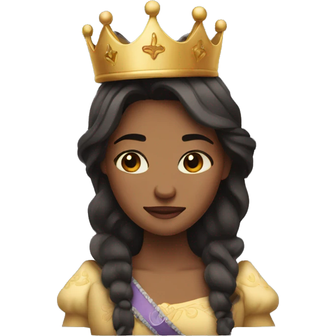 prinses with crown dark hair eyes closed emoji