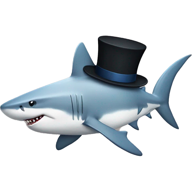 Shark with a top hat emoji