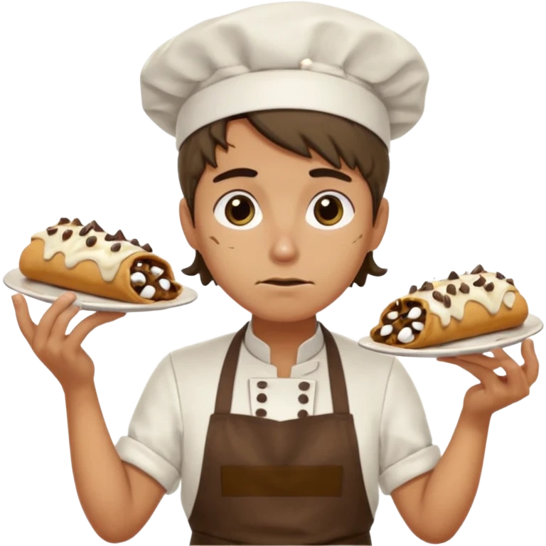 Cringe overworked pastry chef with cannoli emoji