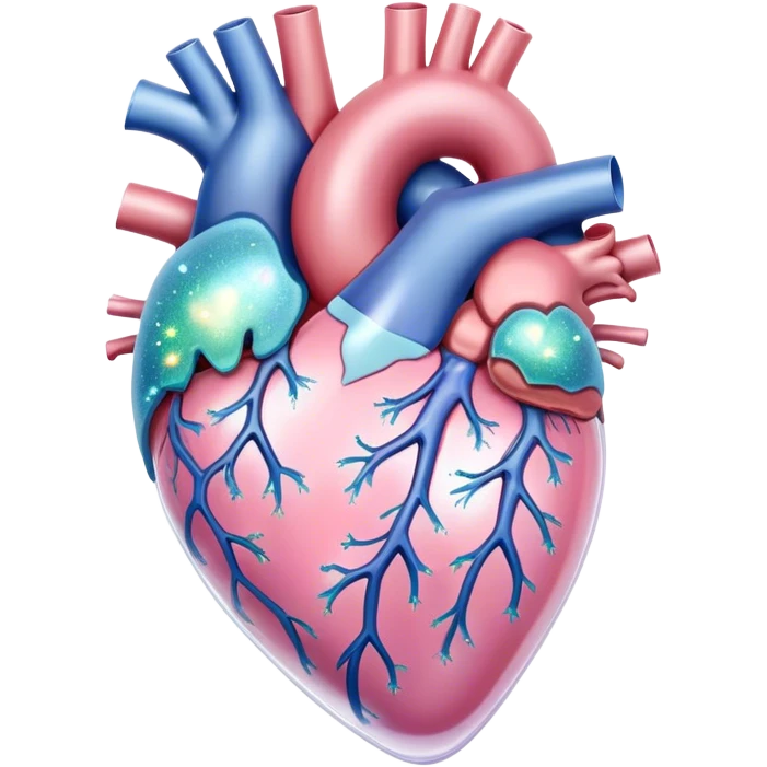 Pastel transparent heart anatomy and sparkle emoji