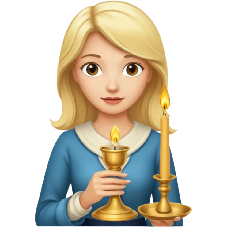 Blonde woman with a candlestick emoji