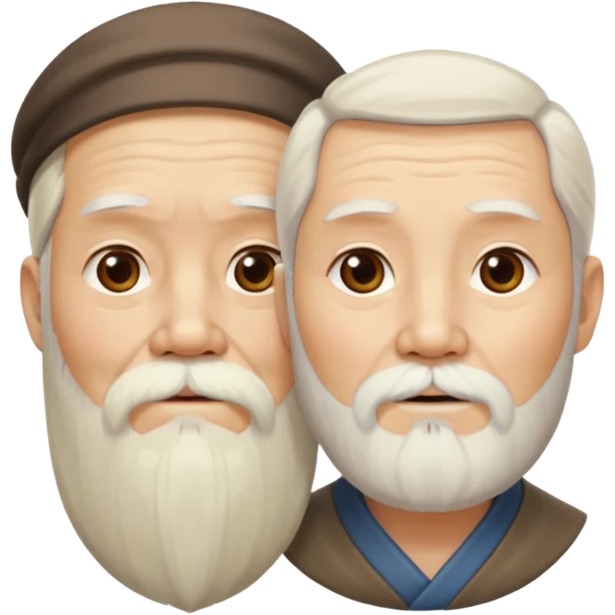 wise chinese old man with long beard and mature blond woman emoji