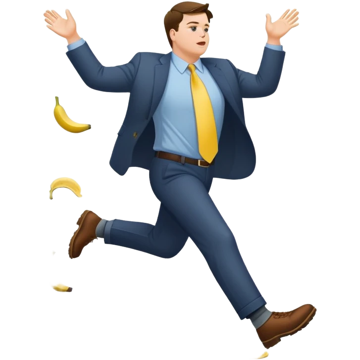 JD Vance with one foot stepping on a single banana peel on the ground, falling backwards emoji