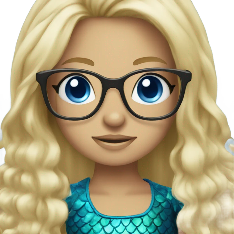 Mermaid blonde  and blue eyes wearing glasses  emoji