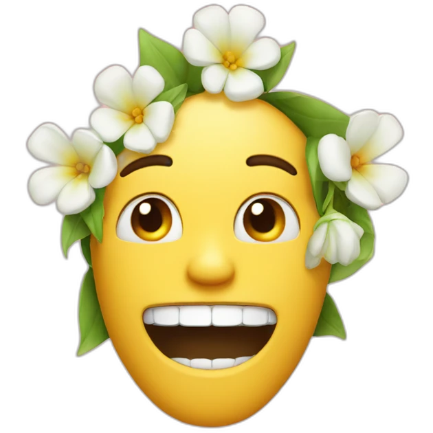 Guy with a flower in his teeth winking emoji