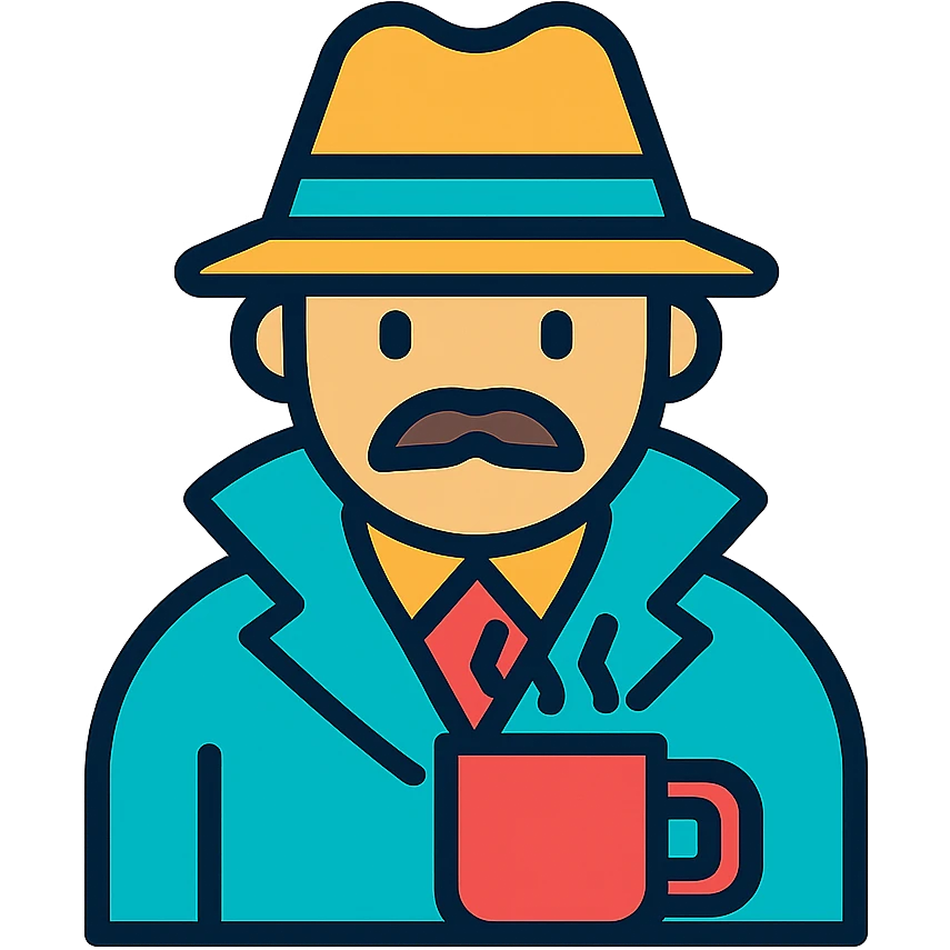 detective with hat and coffee cup emoji