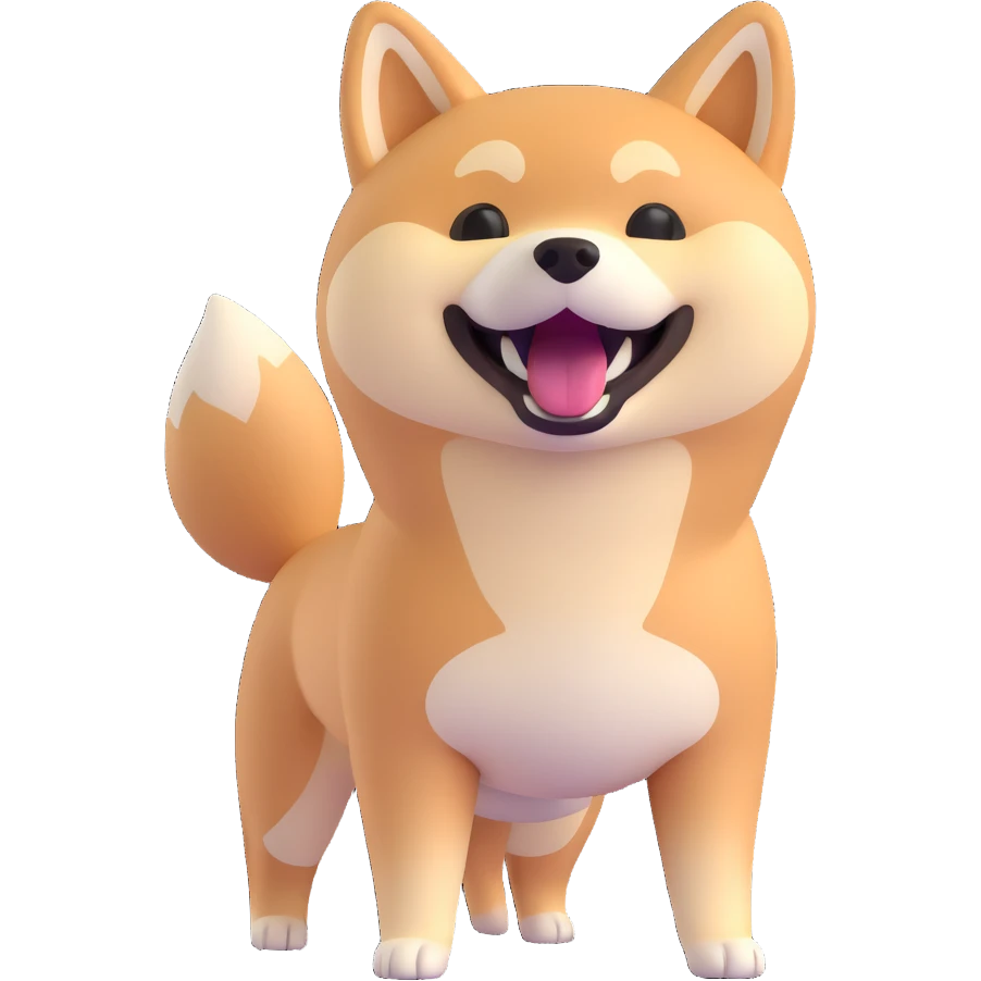 shiba inu standing, laughing emoji