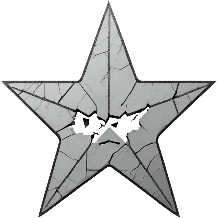 Minimalist emoji-style sticker of a cracked Walk of Fame star with a faint claw mark coming from below, grayscale and ash tones


 emoji