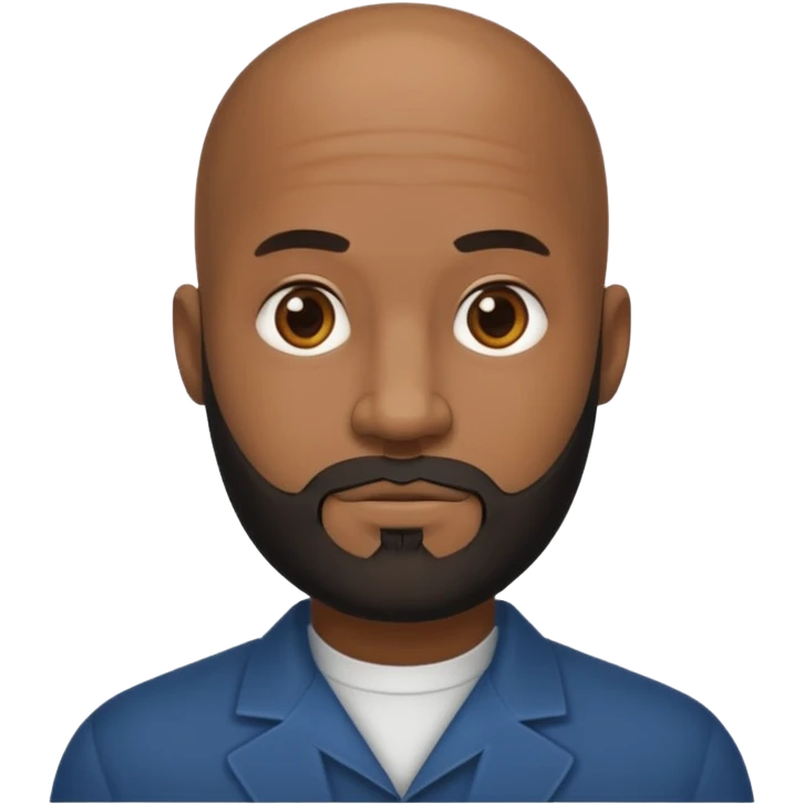 A handsome black man with a full 5 o'clock shadow beard, bald head. emoji