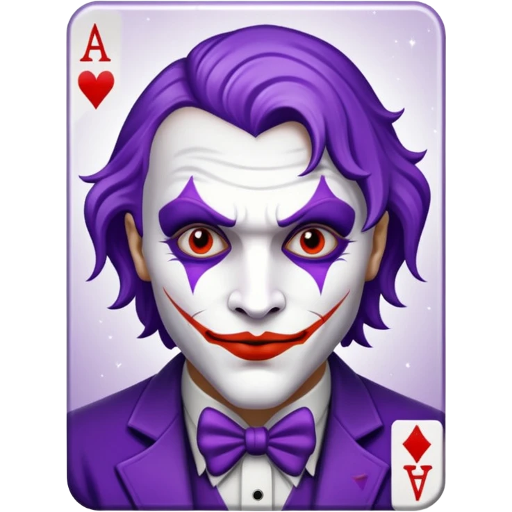 Glitter Purple and White Joker Gangster Card emoji