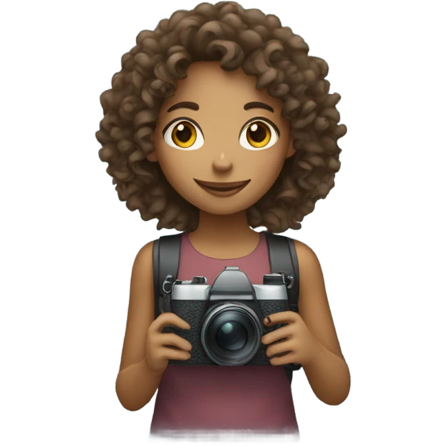 Curly girl with a camara emoji
