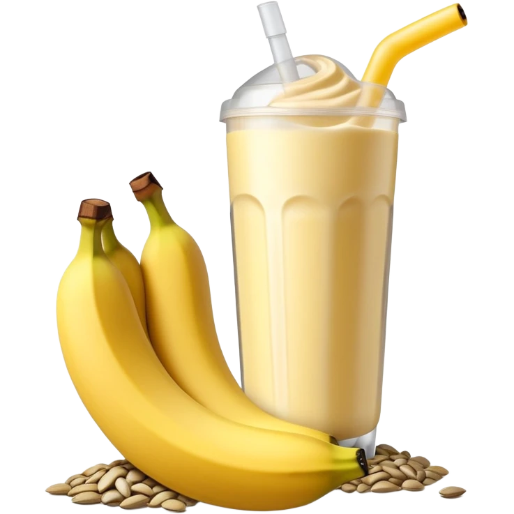 Pre-workout snack: banana with protein shake bottle and sunflower seeds emoji