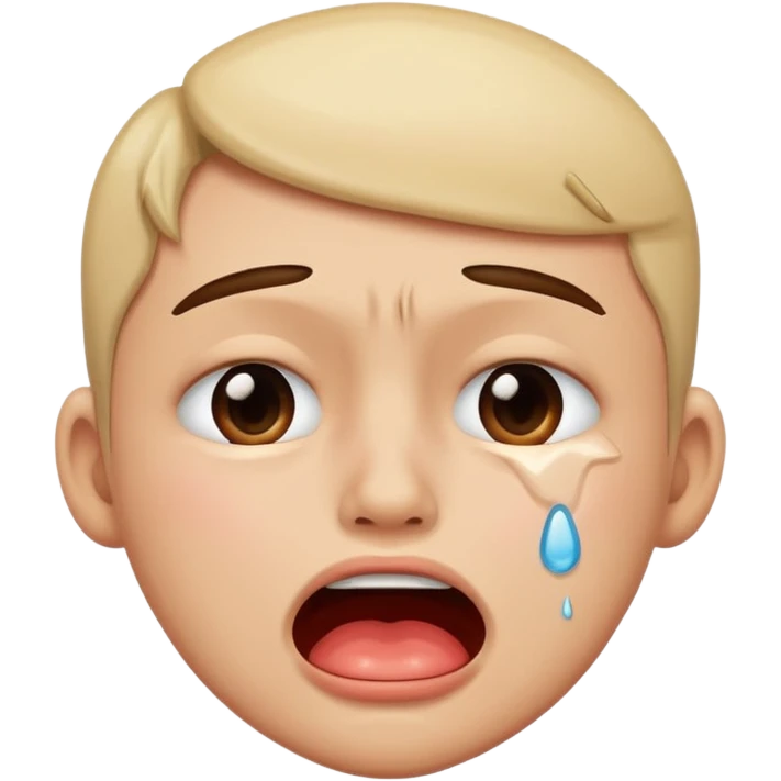 He bites his lips and cries.  emoji