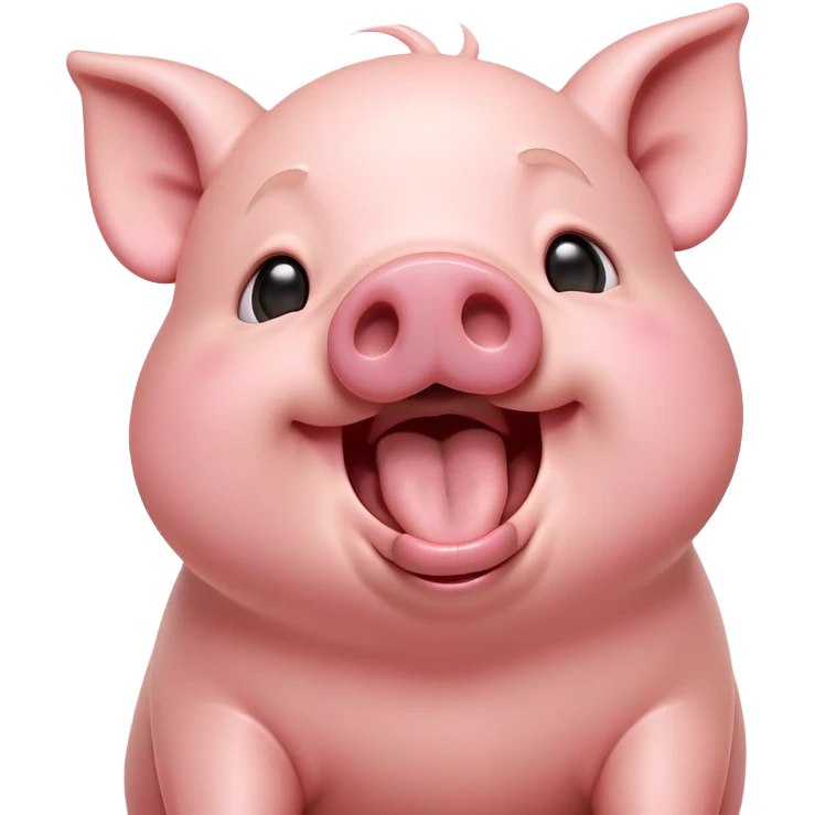 Cinematic Cute Yawning Pig Portrait Emoji, Head tilted slightly with a dramatic, wide-open yawn, showcasing a soft, smooth rosy-pink hide with droopy ears, round beady eyes barely open in drowsy contentment, Simplified yet irresistibly adorable features, highly detailed, glowing with a soft, cozy glow, high shine, relaxed yet expressive, stylized with a touch of whimsical charm, bright and endearing, soft glowing outline, capturing the essence of a sleepy yet affectionate pig, so drowsy it feels like it could stretch out of the screen and curl up for a nap! emoji