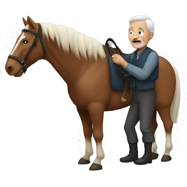 Old man holding horse wip emoji