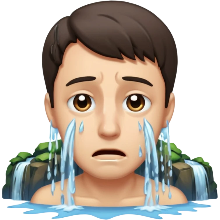 Guy crying so hard that theres a waterfall coming from his eyes emoji