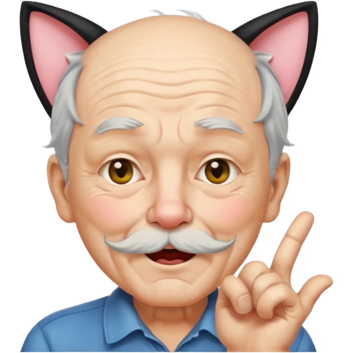 고양이귀가 달리고 윙크를 하며 키스를 날리는 할아버지 emoji