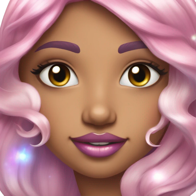 tan mermaid, magical, pink lips, iridescent, mystical, shiny, holographic, highlights, scales  emoji