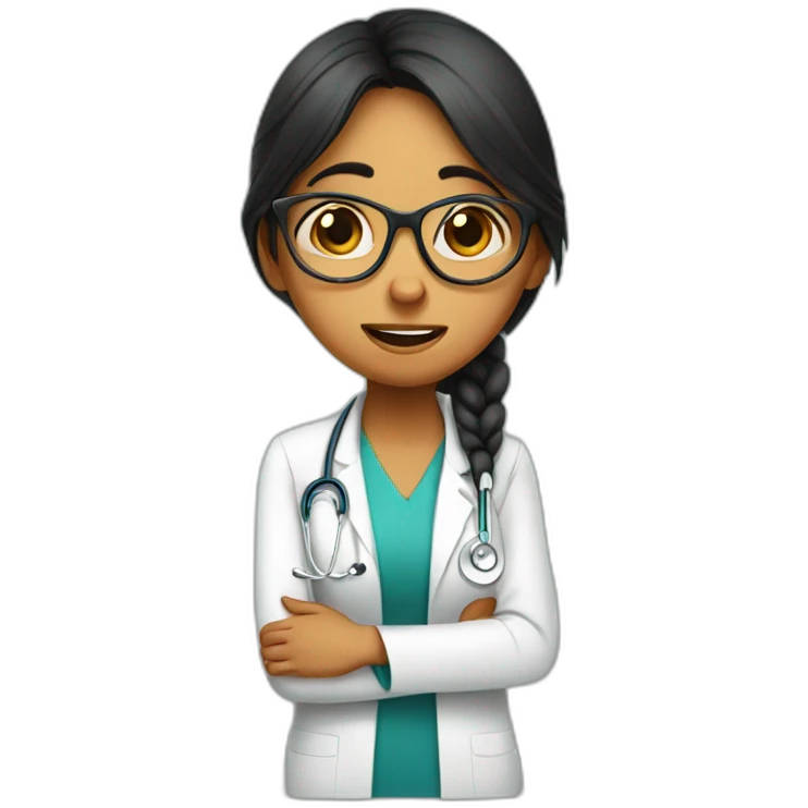 indian girl with glasses sobbing over medical exam emoji