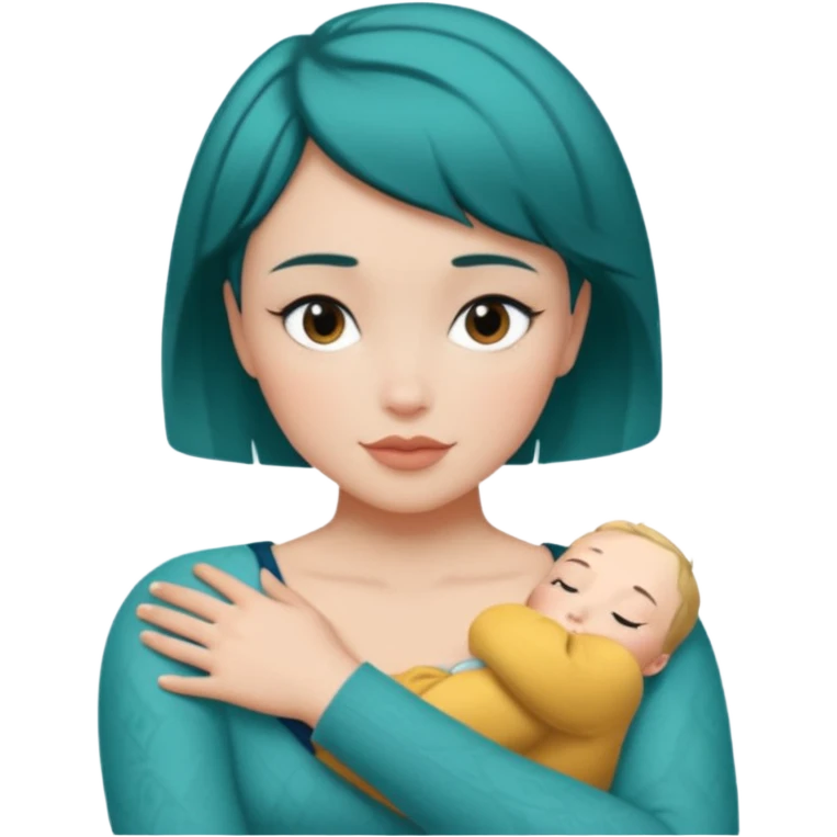 Teal hugs with Belles wording short hair emoji