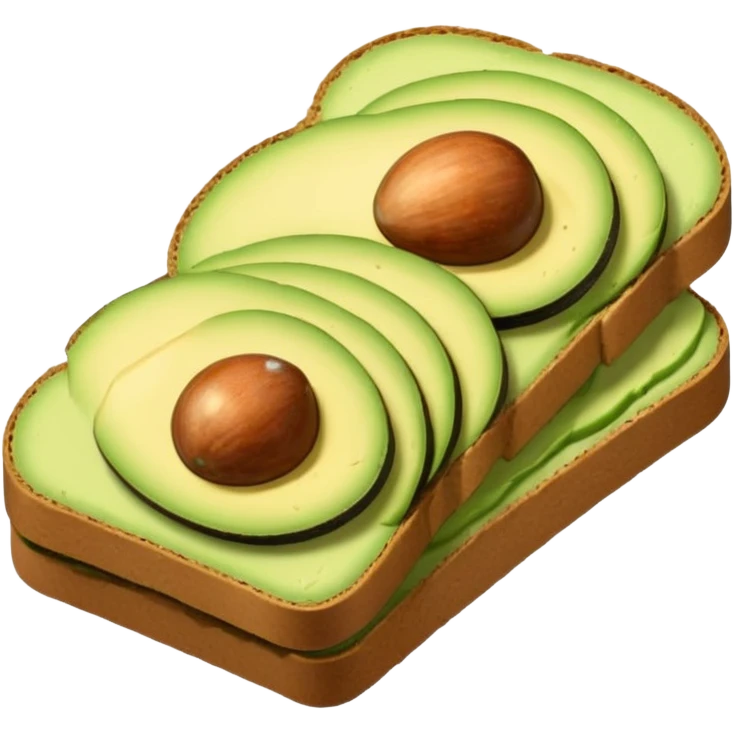 Minimalistic flat vector icon, iOS style, thin black contour on white background. Slice of bread with avocado slices on top. Clean, no text, no shadows.
 emoji