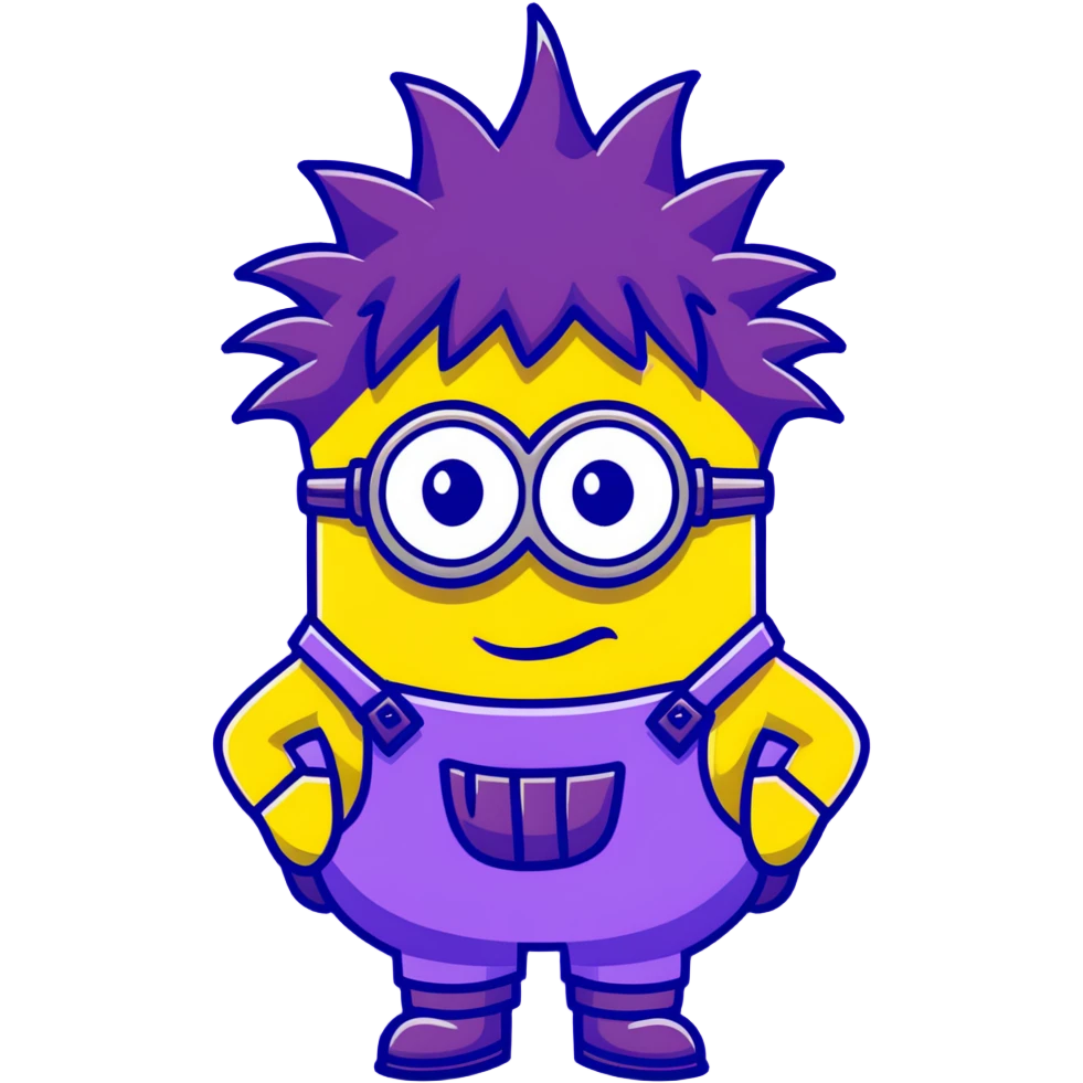 purple minion with spiky hair emoji