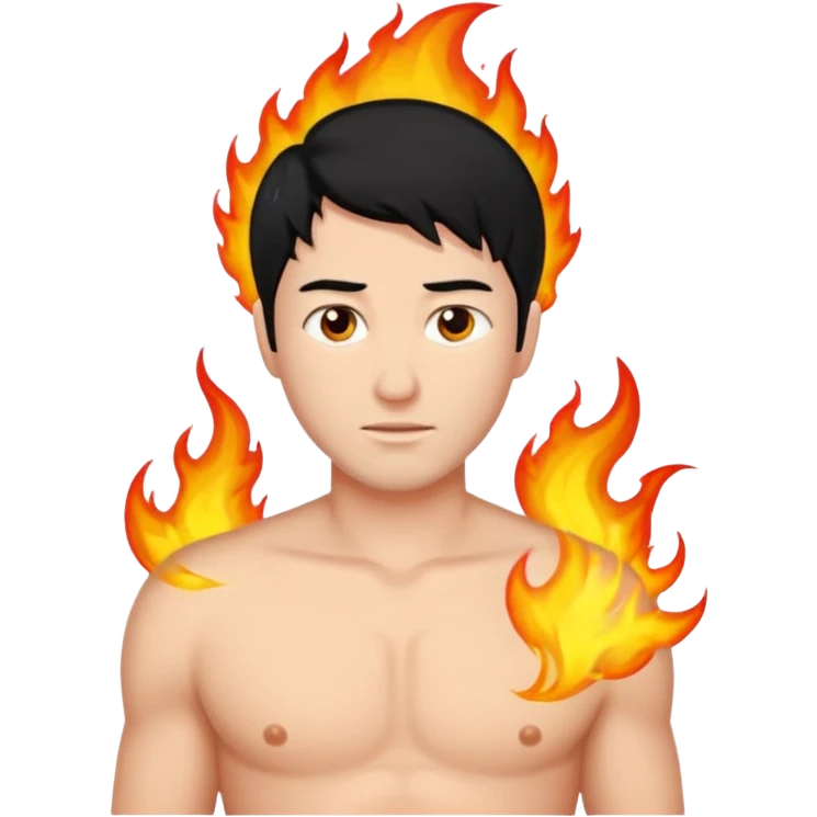 Man with black hair an his nipples on fire emoji