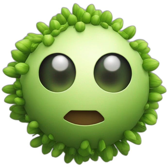 3d sphere with a cartoon young allium Creeper skin texture with grinning eyes emoji
