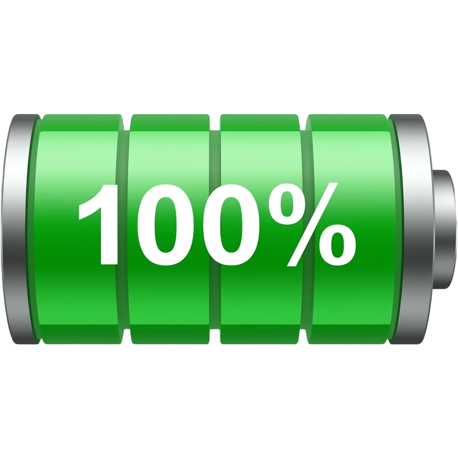 Emoji de una batería que diga 100% emoji