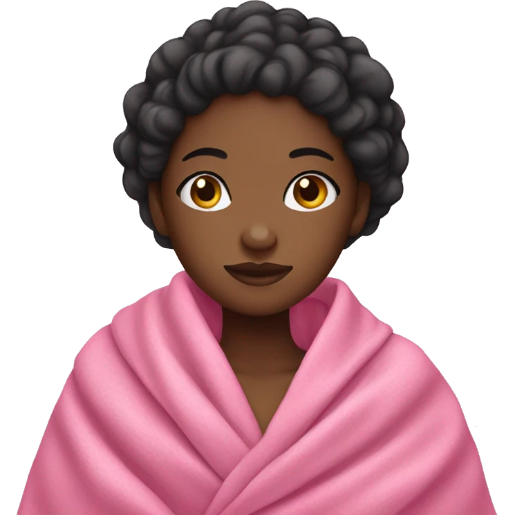 Black girl wrapped in pink blanket emoji