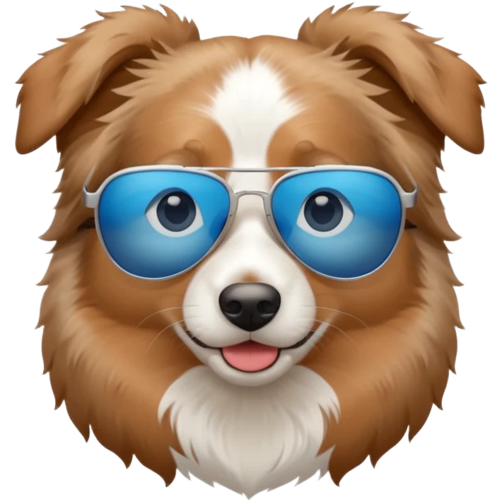 Australian shepherd with sunglasses emoji